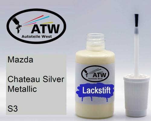 Mazda, Chateau Silver Metallic, S3: 20ml Lackstift, von ATW Autoteile West.